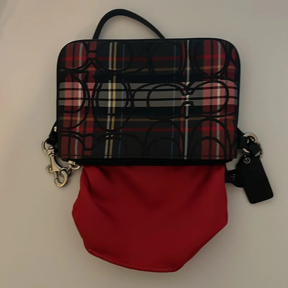 Coach Poppy Signature Tartan Plaid Wristlet